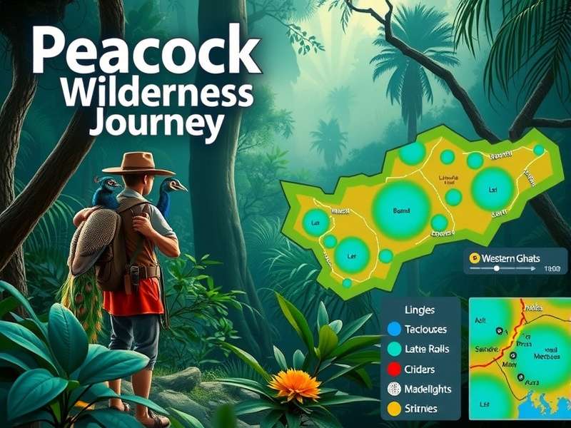 Peacock Wilderness Journey game cover art featuring protagonist with peacock companion in Western Ghats jungle